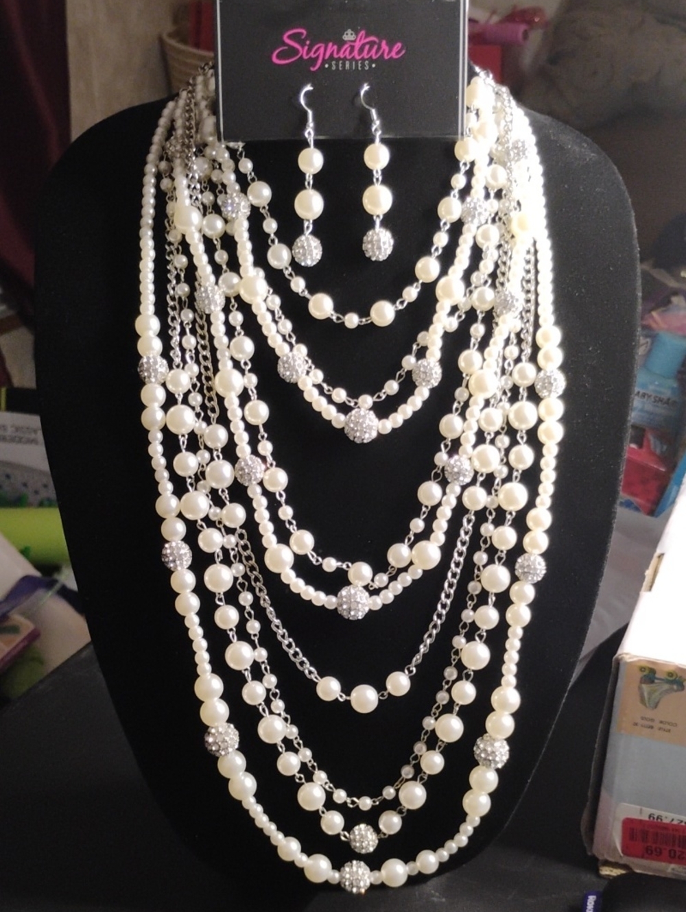 New Paparazzi Zi, Pearl & Silver Multi-Strand Necklace Set, Nickel And Lead Free